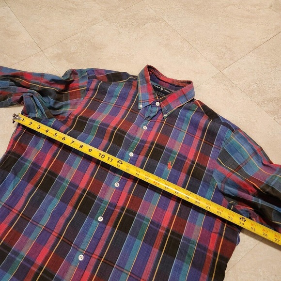 VTG 90s Polo Ralph Lauren Mens L Large Long Sleeve Button Down Shirt Handwoven - Picture 7 of 9